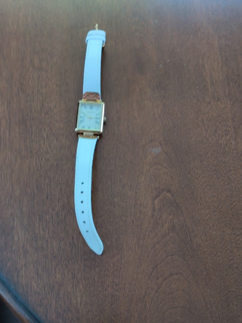 Anne Klein Classic White Leather Strap Watch with Gold Case